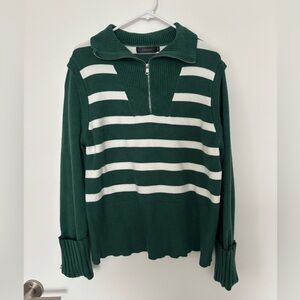 Green and White Striped Women’s Sweater
